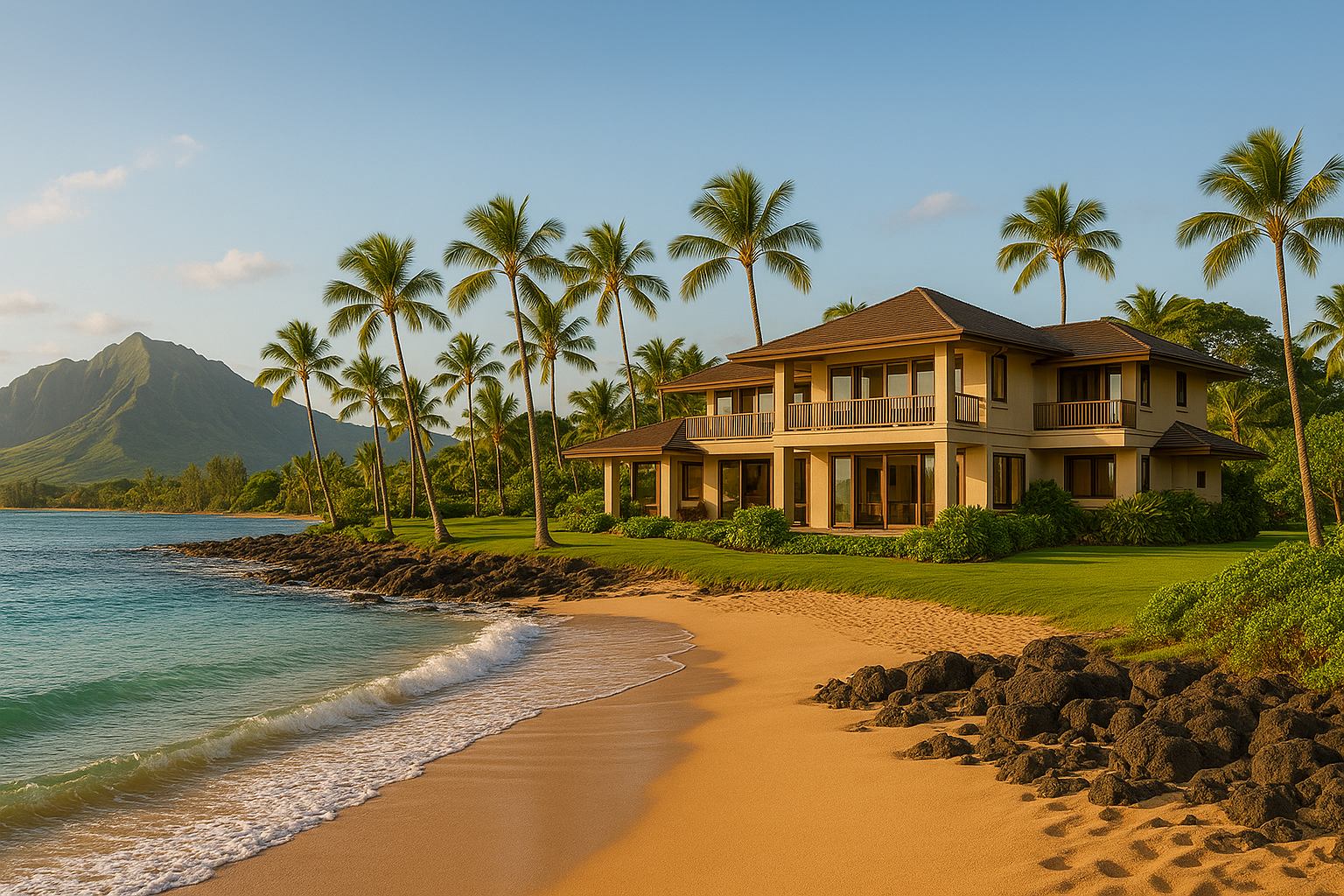 Luxury Hawaiian beach house with ocean view